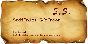 Stánicz Sándor névjegykártya
